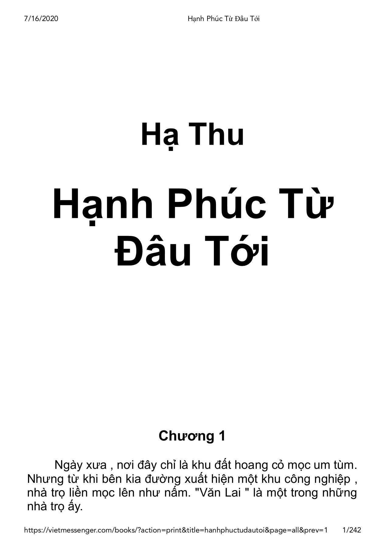 Hạnh phúc từ đâu tới: tiểu thuyết tình cảm